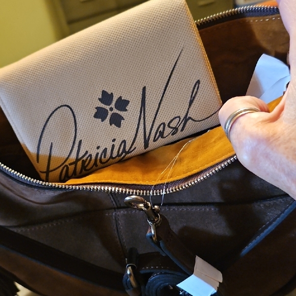 Patricia Nash Beautiful Brown Suede Hobo Bag with Tassels - Picture 12 of 15